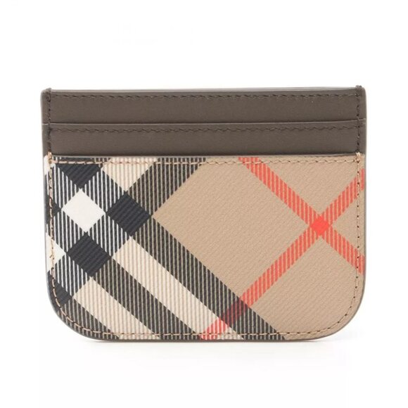BURBERRY check Card Holder canvas leather Beige Brown Multicolor NEW - Picture 1 of 4
